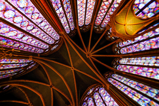 Interior of Sainte Chapelle in Paris