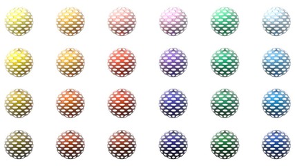 twenty-four colors round icon 3d rendering