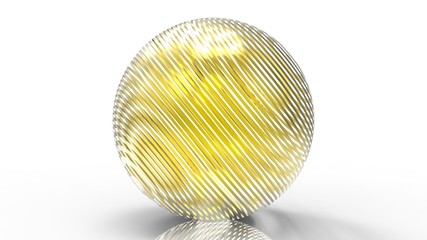yellow color ball icon 3d rendering  on white background