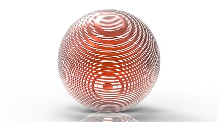 red ball icon 3d rendering on white background