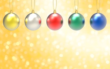 Obraz premium christmas ornament 3d rendering on gold glitter backgound