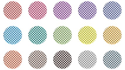 round fifteen color icon set 3d rendering on white background