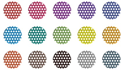 round fifteen color icon set 3d rendering on white background