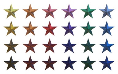 Obraz premium twenty-four colors star icon set 3d rendering on white background