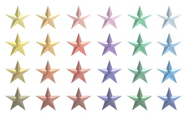 Obraz premium twenty-four colors star icon set 3d rendering on white background