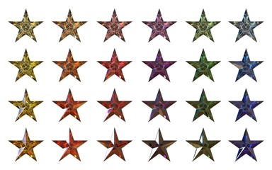 Obraz premium twenty-four colors star icon set 3d rendering on white background