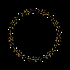 Christmas wreath Round Frames set hand drawn doodles. Vector illustration