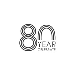 80 Year Anniversary Vector Template Design Illustration