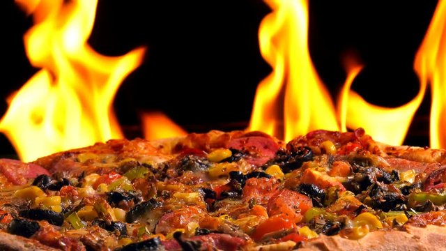 Delicious Italian Pizza on Fire