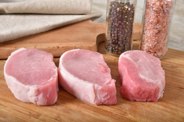 Uncooked pork cutlets