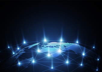 Fototapeta premium Global network connection. World map point and line composition concept of global business. Vector Illustration