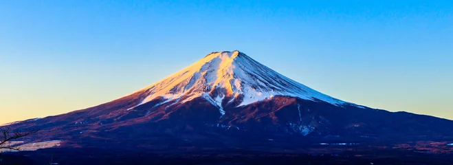 Schilderijen op glas Zet Fuji-vulkaan op in de winter, Oriëntatiepunt van Japan © Photo Gallery