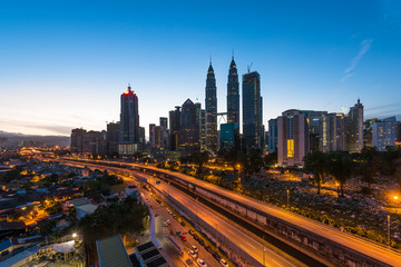 Fototapeta na wymiar Kuala lumpur city skyline in the morning, Malaysia cityscape, Malaysia