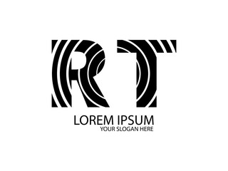 letter R and T logo circle line and combination