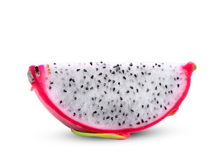 sliced dragonfruit isolated on white background