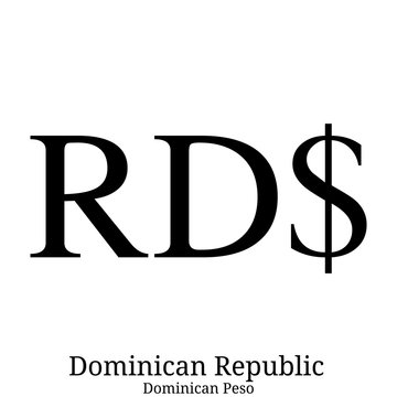 Black  Dominican Peso currency symbol isolated on white background