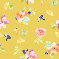 Seamless Floral Pattern. Repeating Watercolor Flower Background
