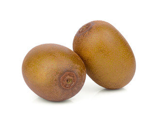 two whole kiwi fruit isolated on white background
