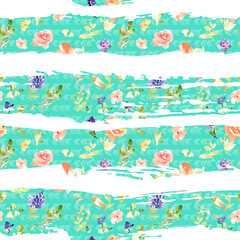 Seamless Floral Pattern. Repeating Watercolor Flower Background