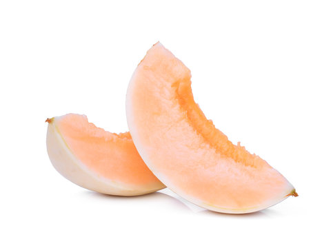 two sliced honeydew melon(sunlady) isolated on white background