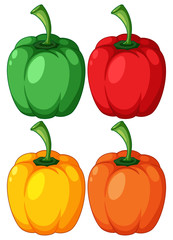 Different bell pepper on white background