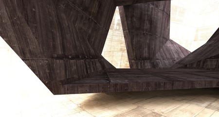 Abstract white and concrete interior. 3D illustration and rendering.