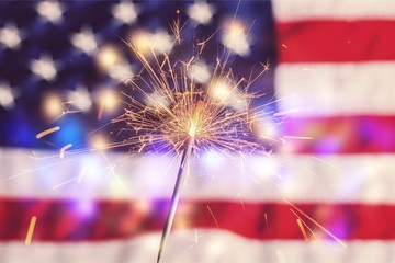 Fourth of july sparkler pyrotechnics july patriotism flag