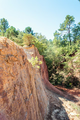 Panoramic view of the ocher lands in the Rustrel nature park