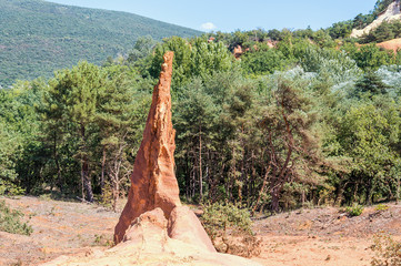 Panoramic view of the ocher lands in the Rustrel nature park