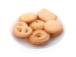 Danish butter cookies, butter cookies on white