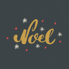 Naklejka premium Merry Christmas Calligraphic Lettering Noel. Typographic Greetings Design. Calligraphy Lettering for Holiday Greeting. Hand Drawn Lettering Text Vector illustration