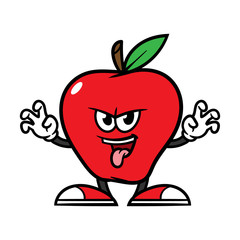 Cartoon Scaring Apple Character