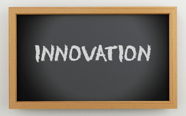 3d chalkboard with innovation text