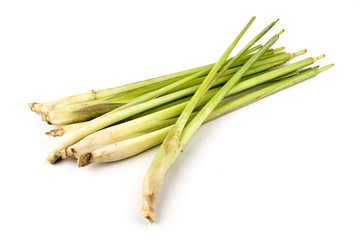 Lemongrass or cymbopogon isolated on white background, Ingredients of herbs for healing and healthy food or Natural therapy concept