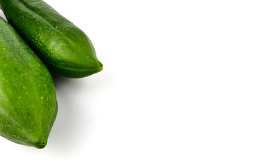 green papaya isolated on white background, ingredient Spicy green papaya salad or somtum Famous food in thailand