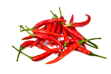 red chilli pepper isolated on white background, Food ingredients that give a spicy taste.