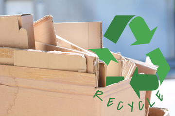 Cardboard boxes with focus on 