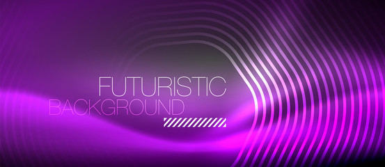 Neon glowing lines, magic energy space light concept, abstract background wallpaper design