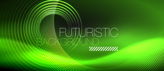 Dark abstract background with glowing neon circles