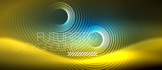 Fototapeta premium Neon glowing circles background