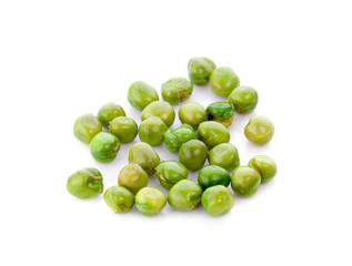 Pile of green wet pea isolated on white background