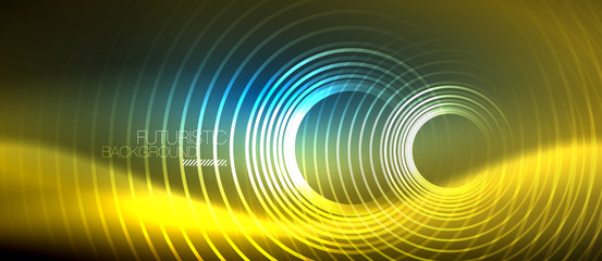 Neon glowing circles background