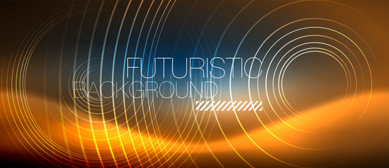 Neon glowing circles background