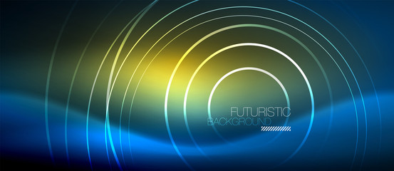 Neon glowing circles background