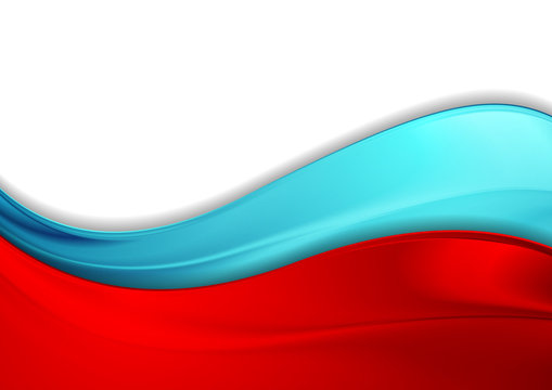 Blue Red Glossy Smooth Waves Abstract Background