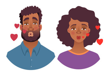 portrait of African man and woman - kiss