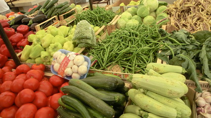 various vegetables on the market in Croatia.