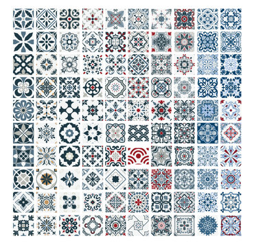 tiles Portuguese patterns antique seamless design in Vector illustration vintage