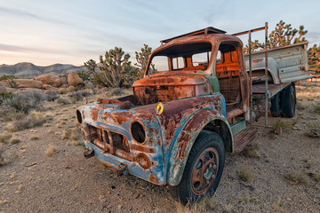 Abandoned truck in the desert