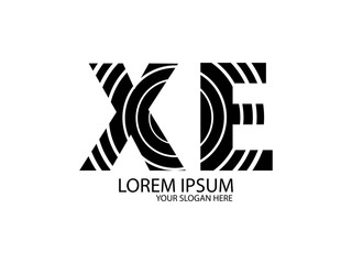 letter X and E logo circle line and combination